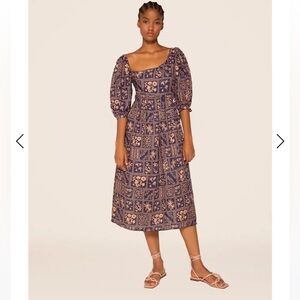 Agua by Agua Bendita 'Mineira Inpanema Indigo' Midi Dress Size large